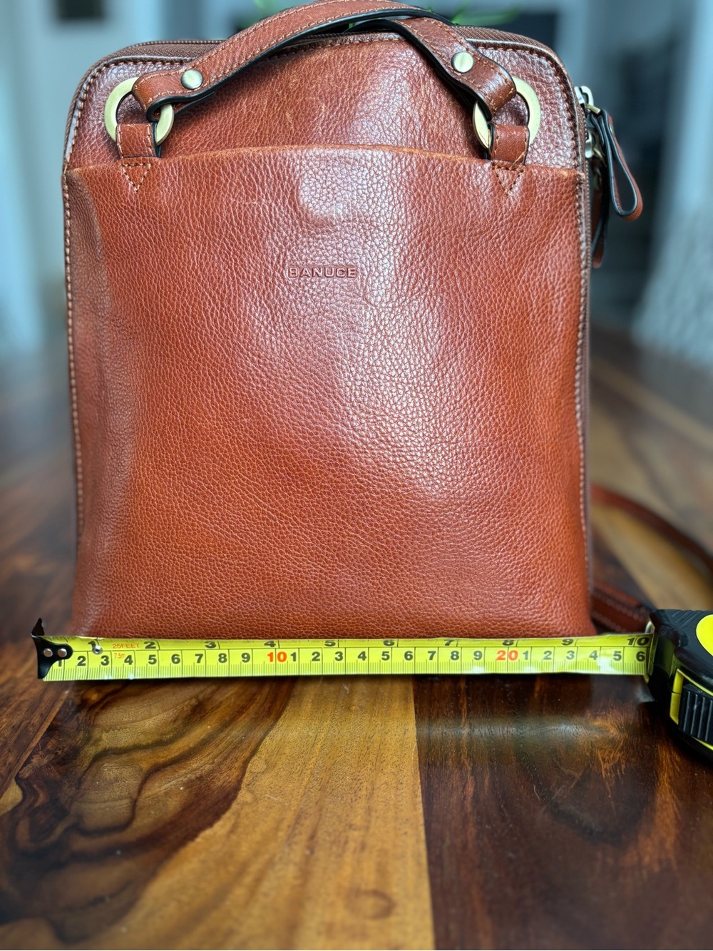 Banuce Tan Leather Messenger Bag for Men
